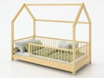 Łóżko dziecięce Domek 80x160 z barierką i stelażem kolor sosna D9