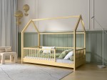 Łóżko dziecięce Domek 80x160 z barierką i stelażem kolor sosna D9