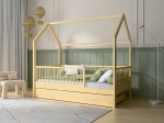 Łóżko dziecięce Domek 80x160 z szufladą i stelażem kolor sosna D9S