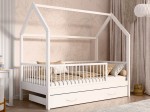 Łóżko dziecięce Domek 80x160 z szufladą i stelażem kolor biały D9S