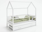 Łóżko dziecięce Domek 80x160 z szufladą i stelażem kolor biały D9S