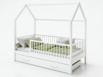 Łóżko dziecięce Domek 80x160 z szufladą i stelażem kolor biały D9S