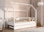 Łóżko dziecięce Domek 80x160 z szufladą i stelażem kolor biały D9S