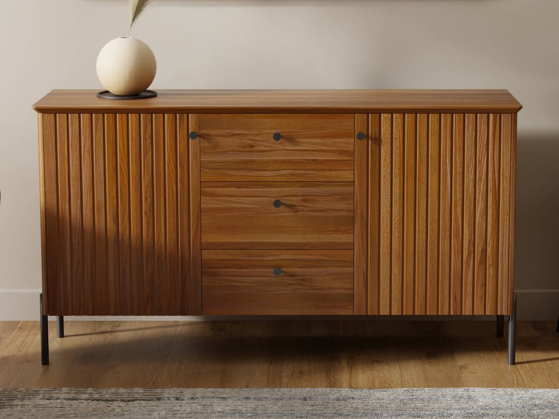 Komoda drewniana bukowa Lamelo 3S2D dąb rustikal