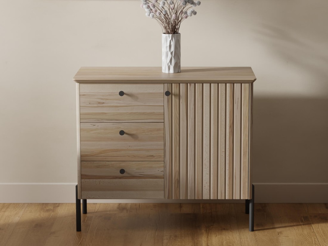 Komoda drewniana bukowa Lamelo szer. 93 cm buk naturalny