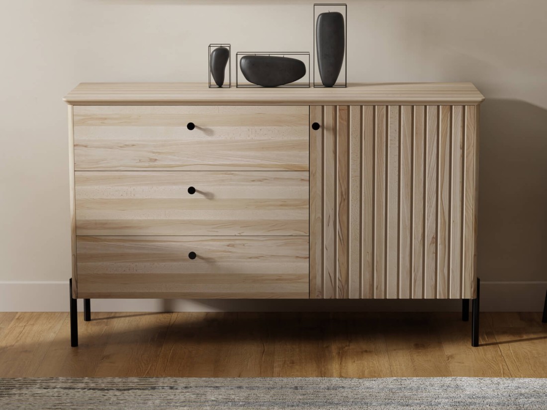 Komoda drewniana bukowa Lamelo szer. 143 cm buk naturalny