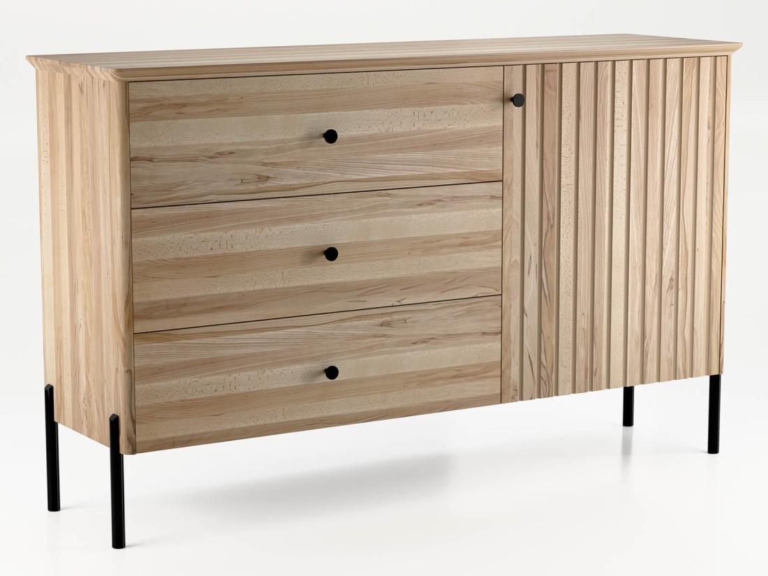 Komoda drewniana bukowa Lamelo szer. 143 cm buk naturalny