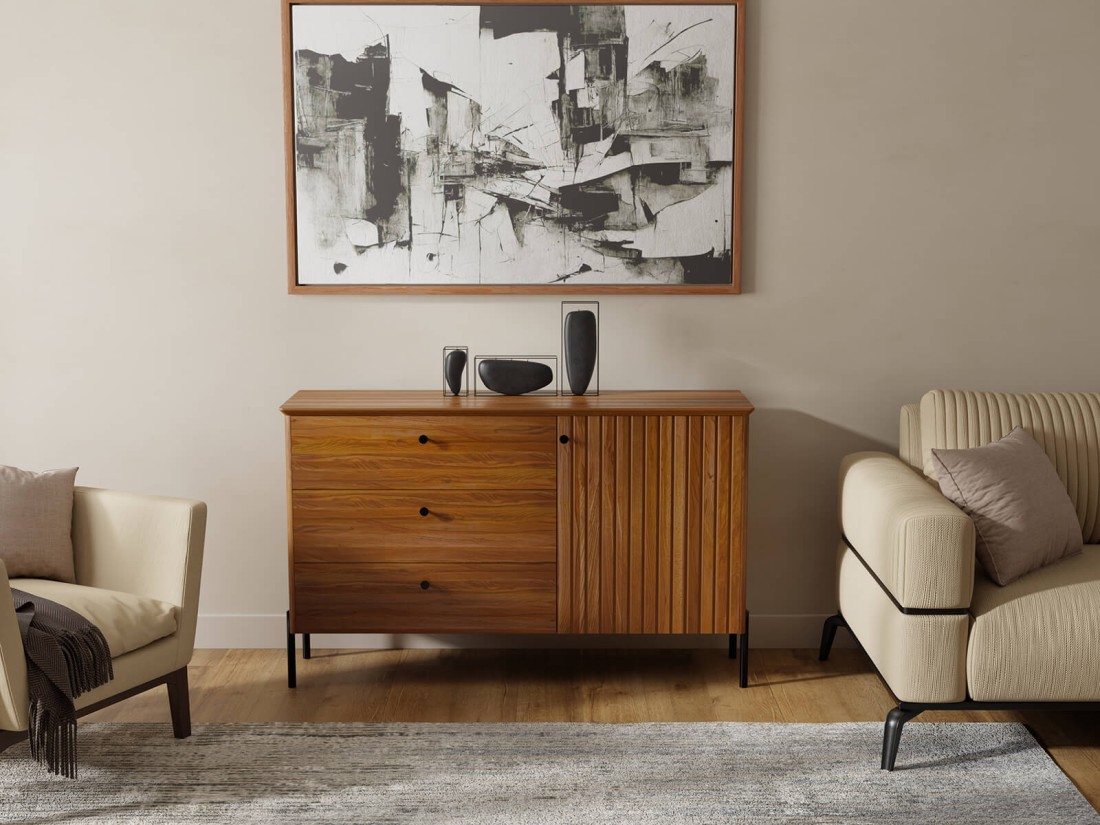 Komoda drewniana bukowa Lamelo szer. 143 cm dąb rustikal