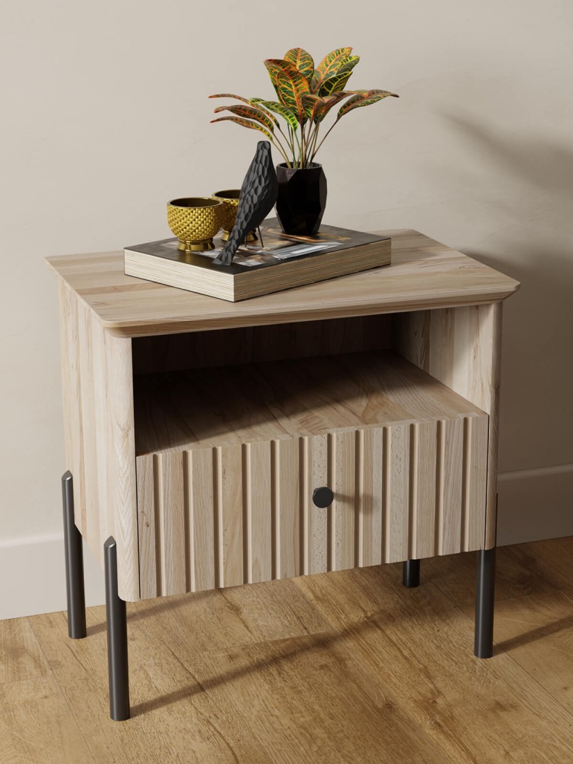 Szafka nocna drewniana bukowa Lamelo buk naturalny