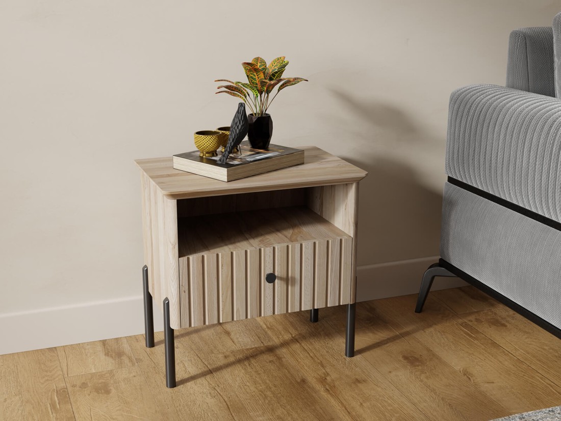 Szafka nocna drewniana bukowa Lamelo buk naturalny