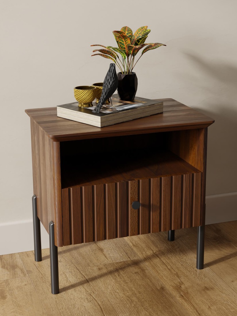 Szafka nocna drewniana bukowa Lamelo orzech włoski