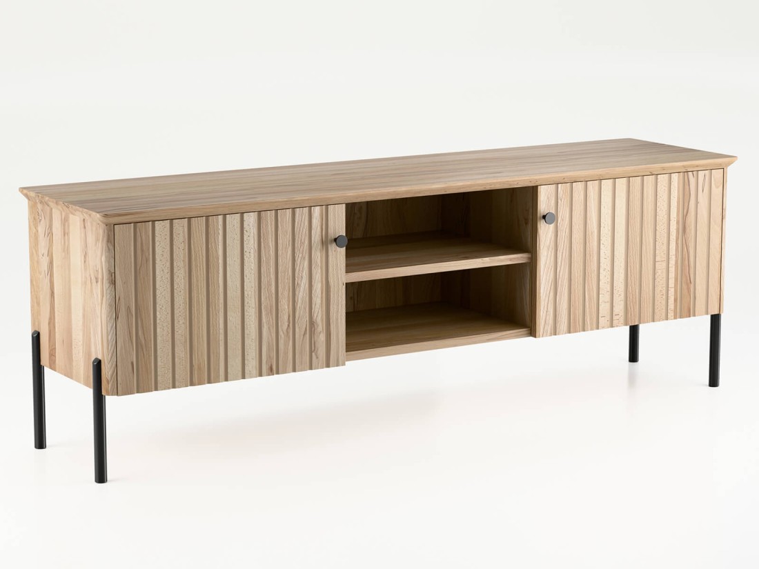 Szafka RTV drewniana bukowa Lamelo szer. 158 cm buk naturalny