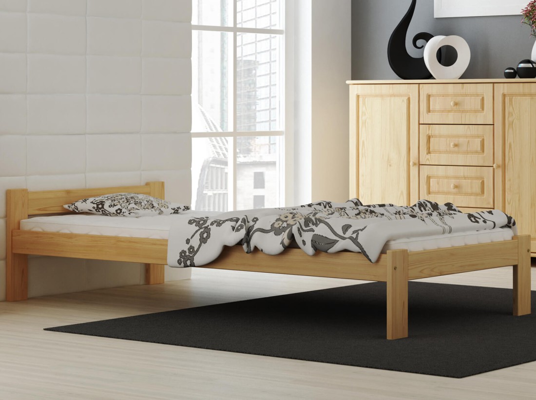 OUTLET - Łóżko drewniane Naba 135x200 nielakierowane sosna 