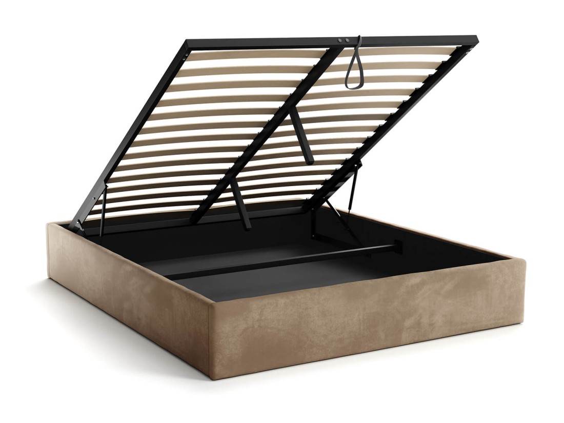 Łóżko tapicerowane 120x200 z pojemnikiem bez zagłówka Box line Brązowy
