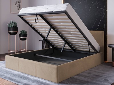 Łóżko tapicerowane z pojemnikiem 160x200 TOP line 7 Velvet Brązowy