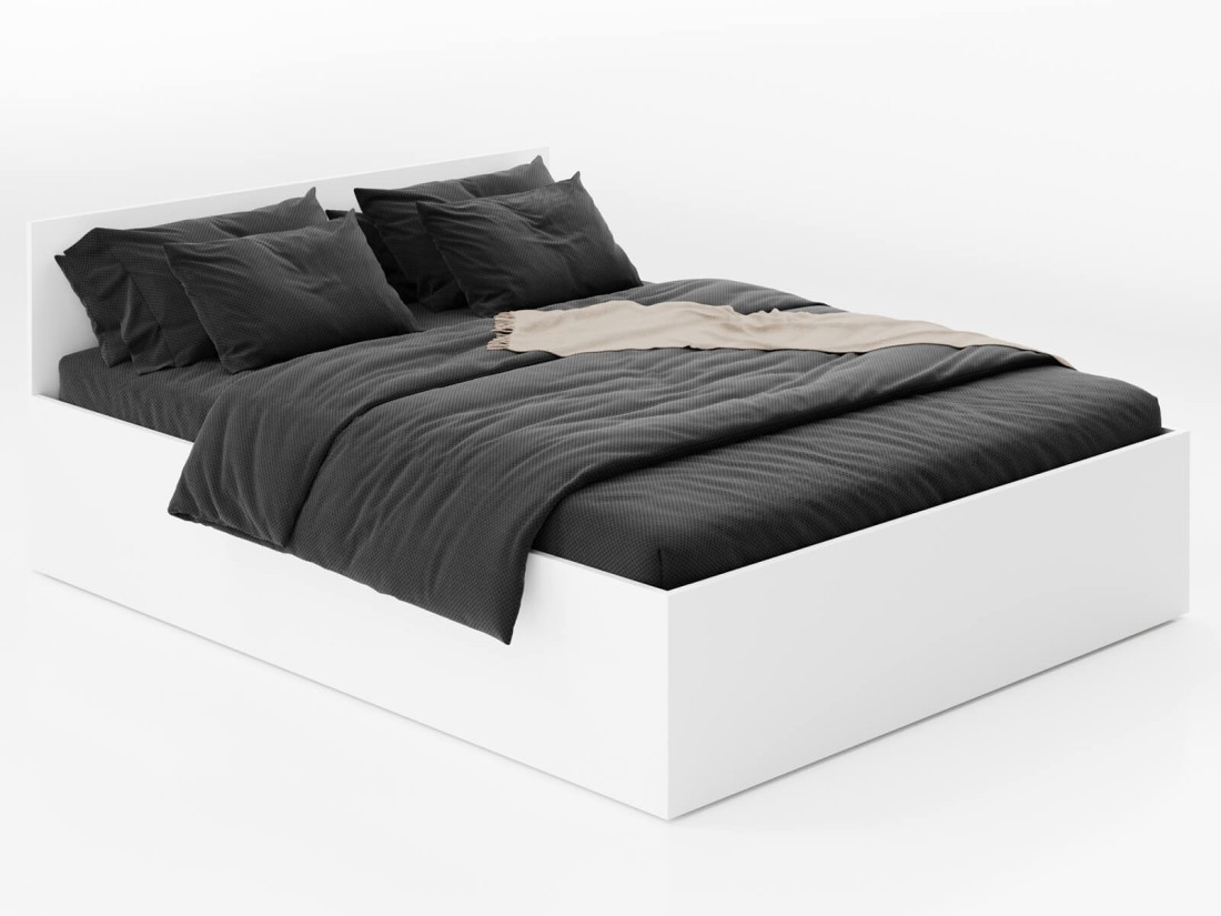 Łóżko DM1 160x200 Białe ze stelażem metalowym podnoszonym i pojemnikiem