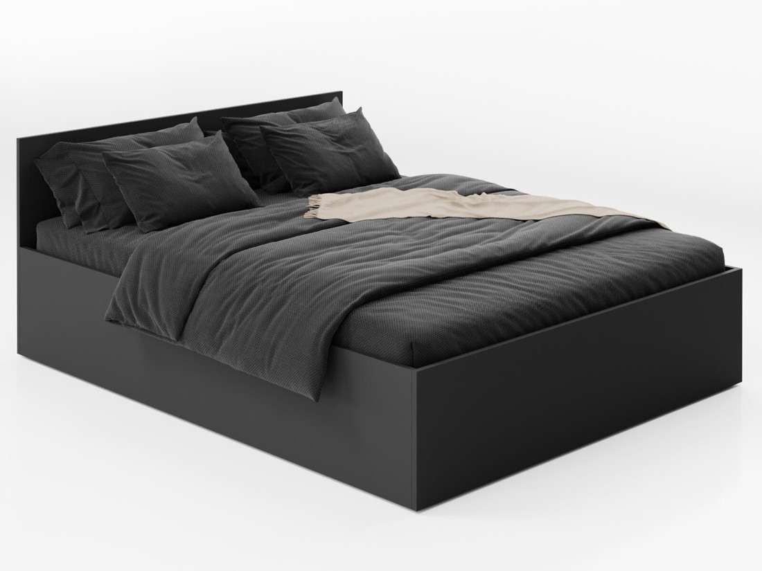 Łóżko DM1 160x200 Czarne ze stelażem metalowym podnoszonym i pojemnikiem