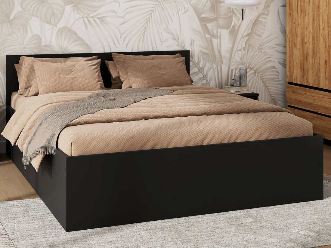 Łóżko DM1 180x200 Czarne ze stelażem metalowym podnoszonym i pojemnikiem