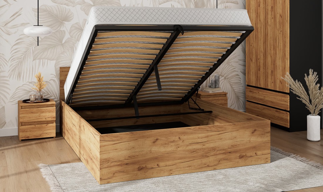 Łóżko DM1 180x200 Craft ze stelażem metalowym podnoszonym i pojemnikiem
