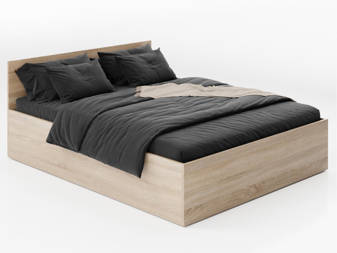 Łóżko DM1 160x200 Sonoma ze stelażem metalowym podnoszonym i pojemnikiem