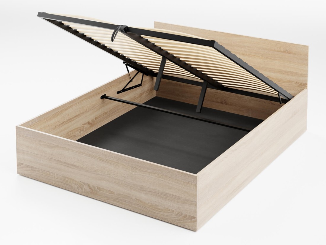 Łóżko DM1 180x200 Sonoma ze stelażem metalowym podnoszonym i pojemnikiem