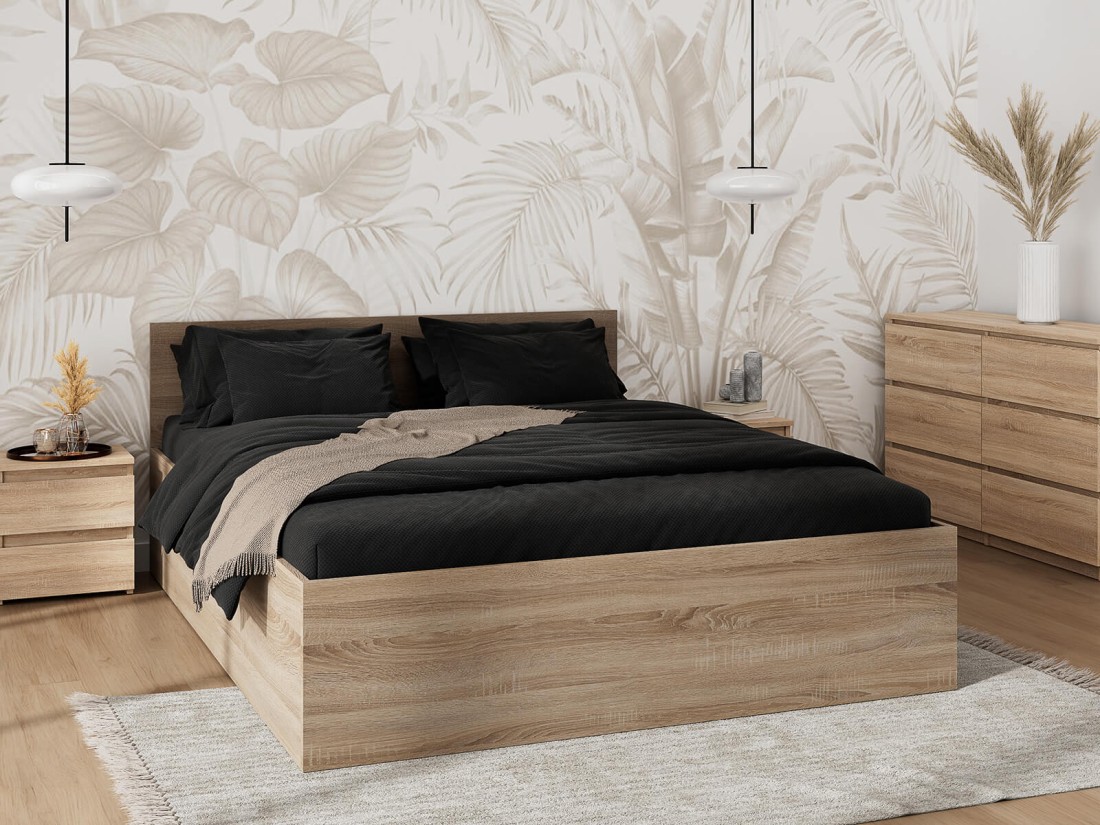 Łóżko DM1 180x200 Sonoma ze stelażem metalowym podnoszonym i pojemnikiem