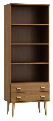 OUTLET - Regał drewniany Venuci 2 szuflady 79 cm dąb 