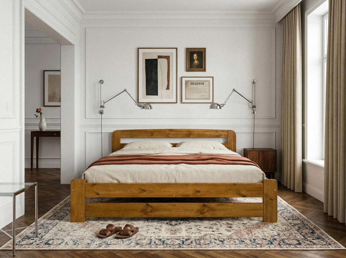 Łóżko sosnowe Lidia 160x200 dąb