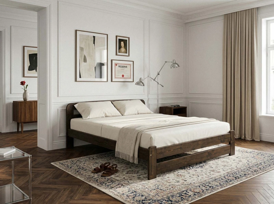 Łóżko sosnowe Lidia 140x200 orzech