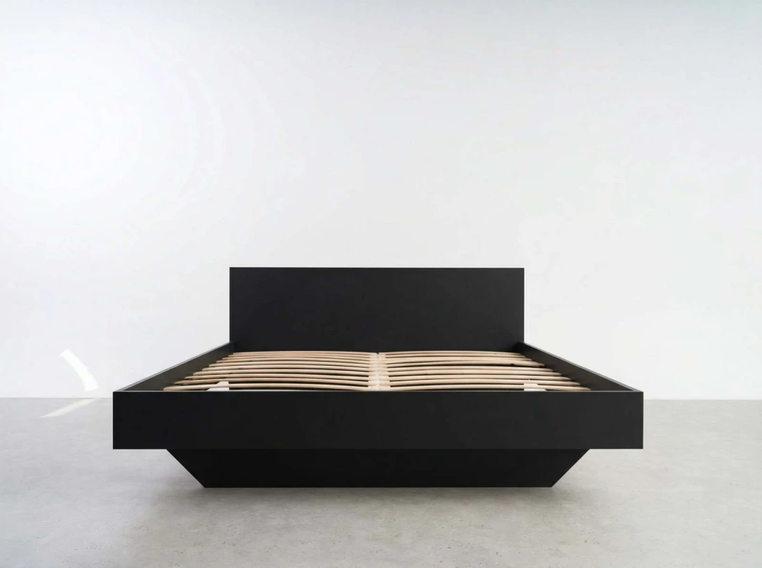Łóżko lewitujące 140x200 czarne DM2 z płyty meblowej