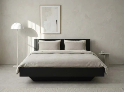 Łóżko lewitujące 180x200 czarne DM2 z płyty meblowej