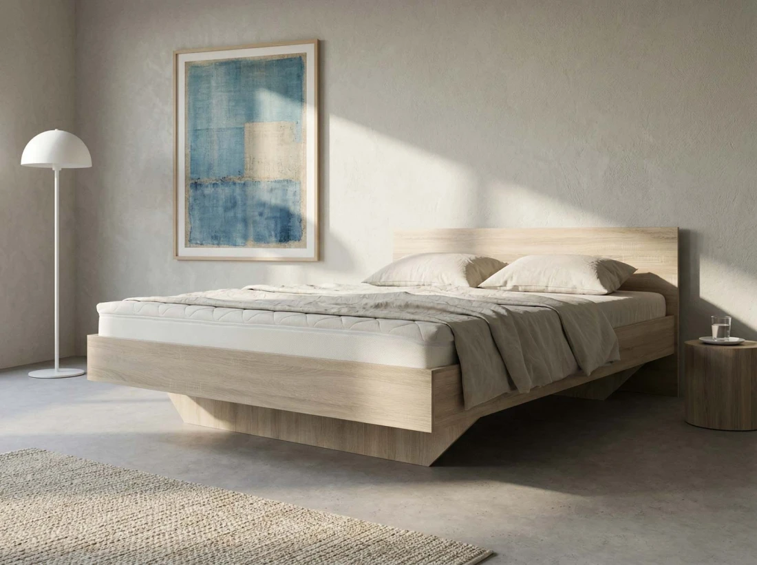 Łóżko lewitujące 160x200 dąb sonoma DM2 z płyty meblowej