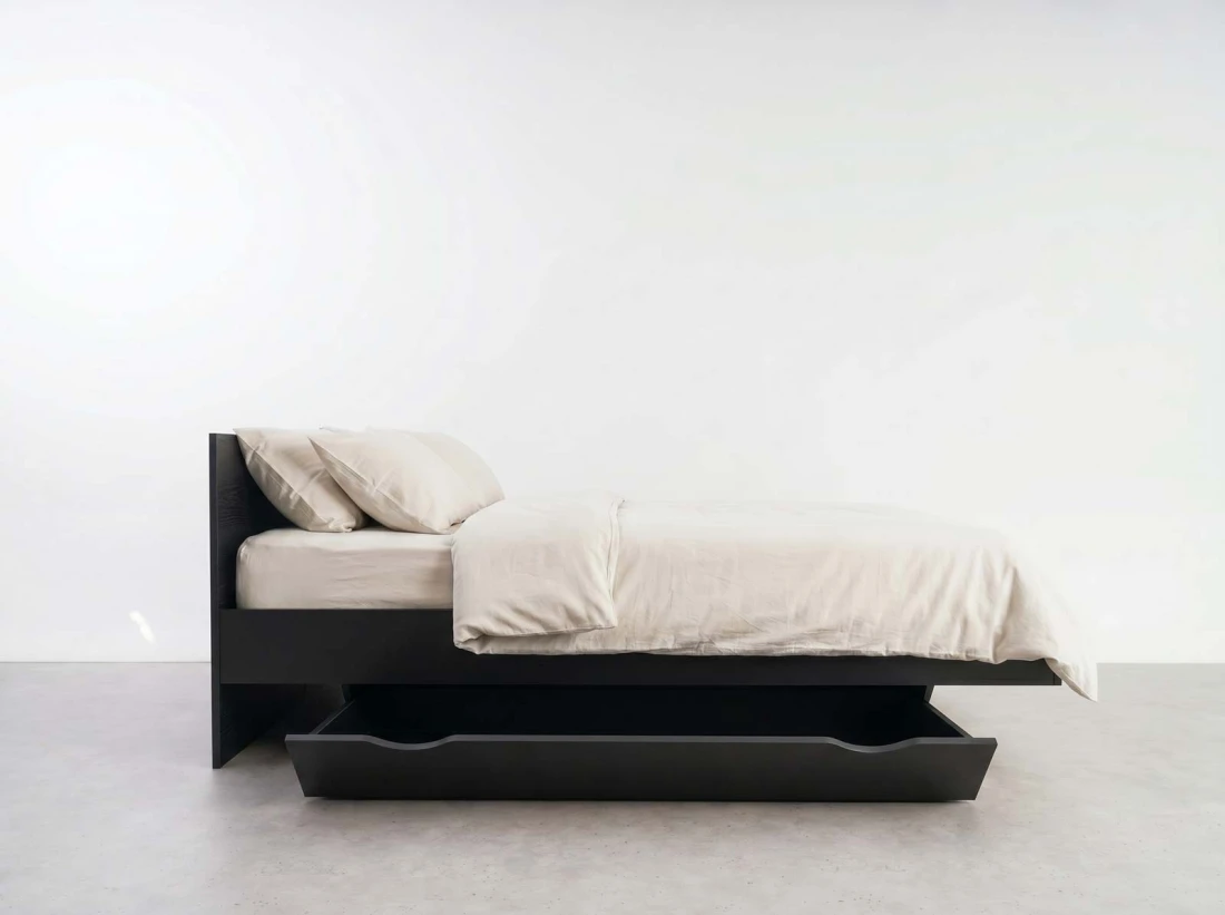 Łóżko lewitujące 140x200 czarne DM2 z płyty meblowej