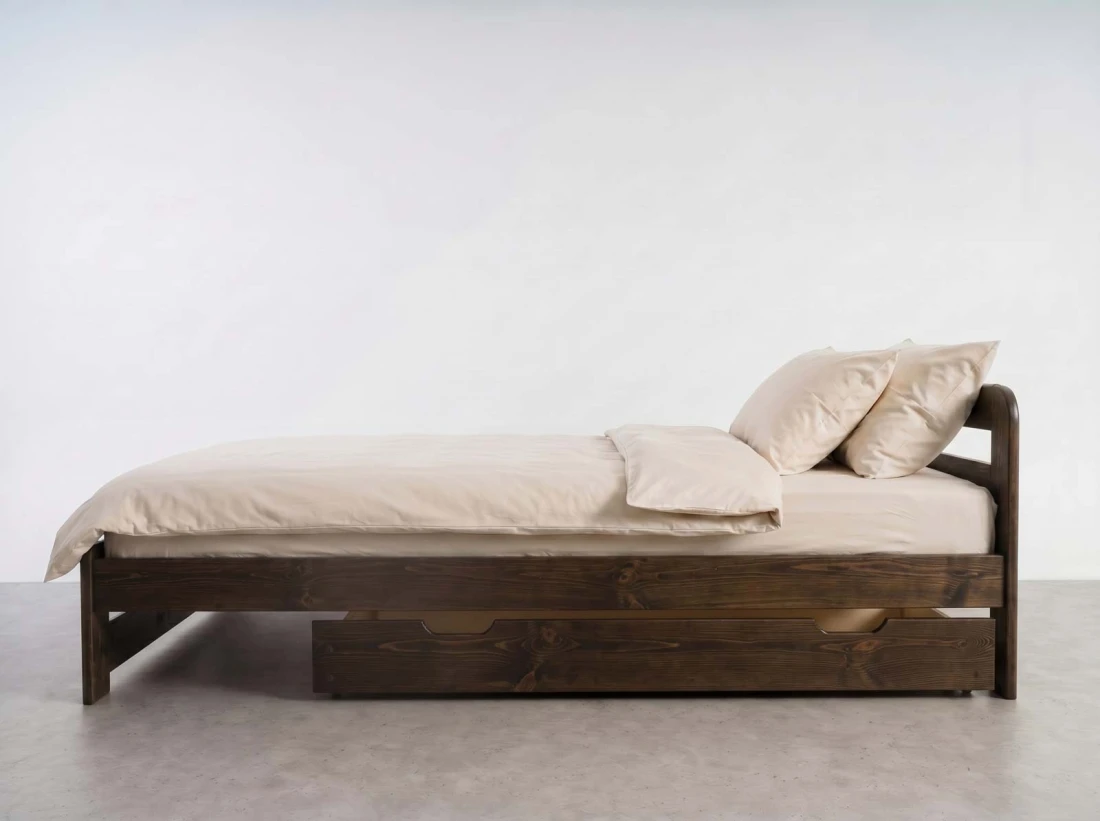 Szuflada pod łóżko sosnowa 150cm orzech