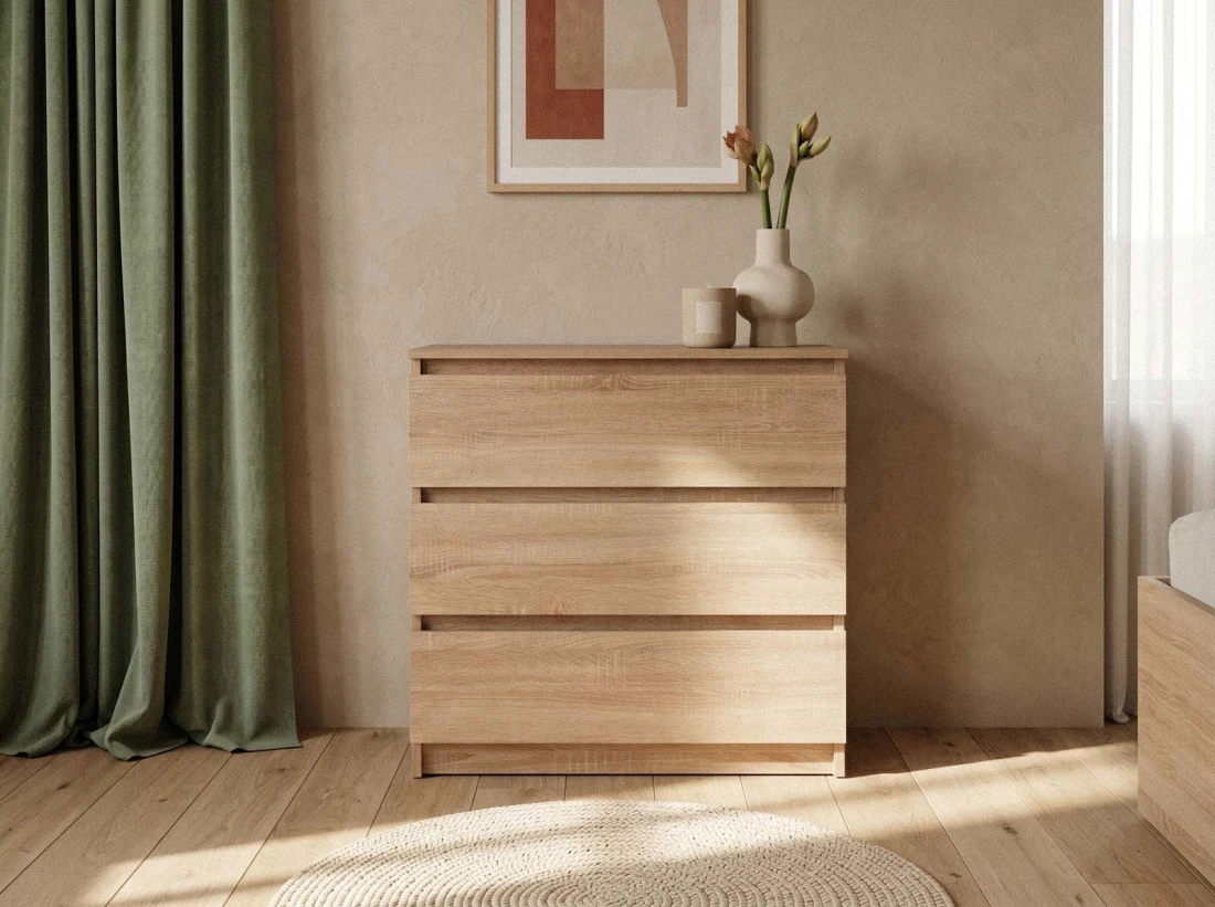 Komoda z płyty meblowej 3S 70x77 cm Fabio Sonoma 