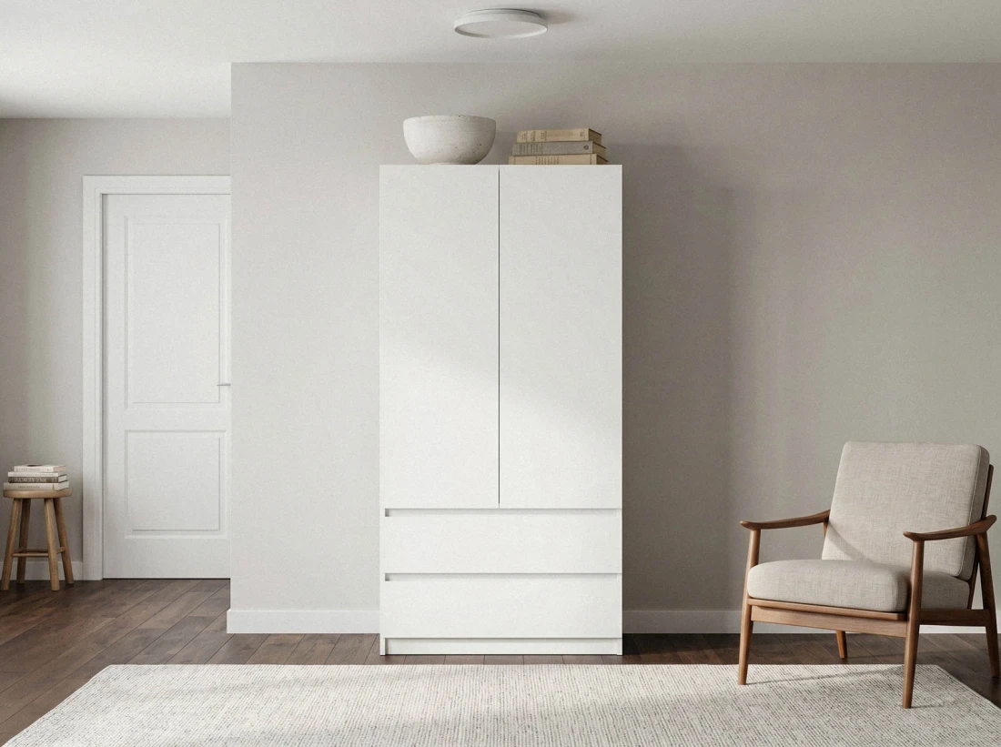 Szafa dwudrzwiowa z płyty meblowej 90x180 cm Fabio Biała