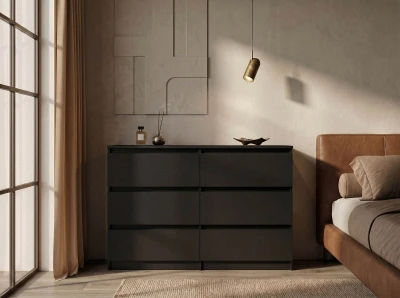 Komoda z płyty meblowej 6S 120x77 cm Fabio Czarna