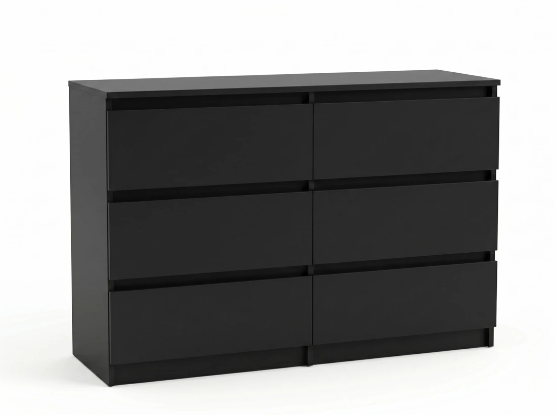 Komoda z płyty meblowej 6S 120x77 cm Fabio Czarna