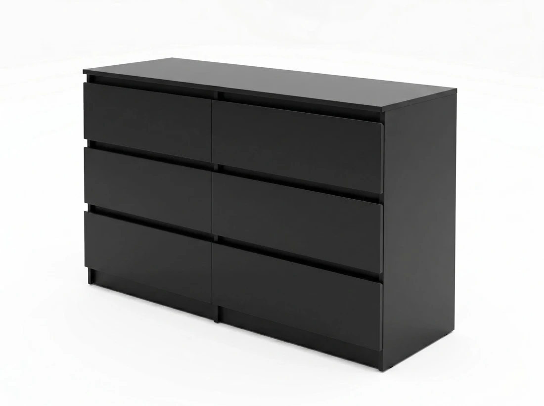 Komoda z płyty meblowej 6S 120x77 cm Fabio Czarna