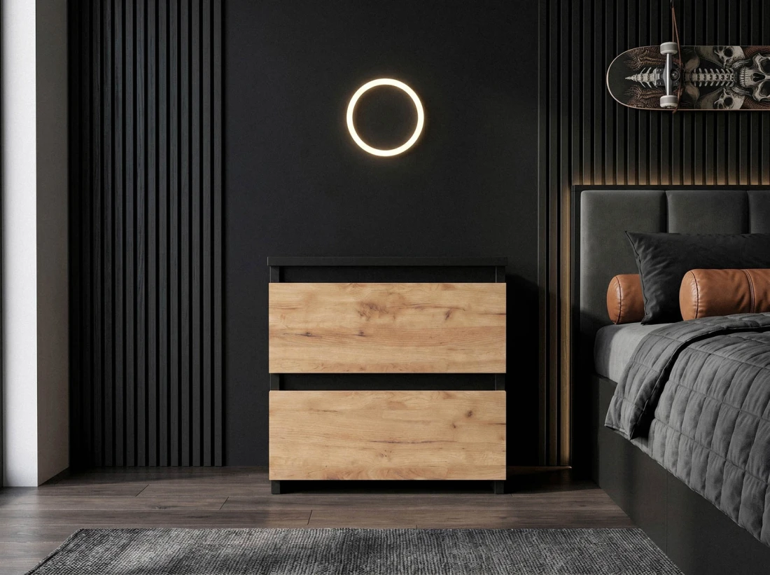 Szafka nocna 2S 40x40 cm Fabio Czarna + Craft