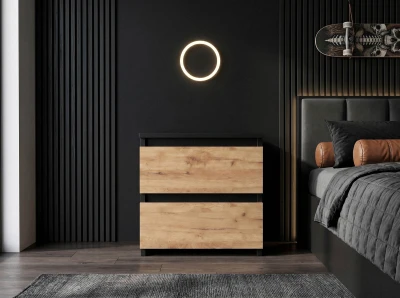 Szafka nocna 2S 40x40 cm Fabio Czarna + Craft