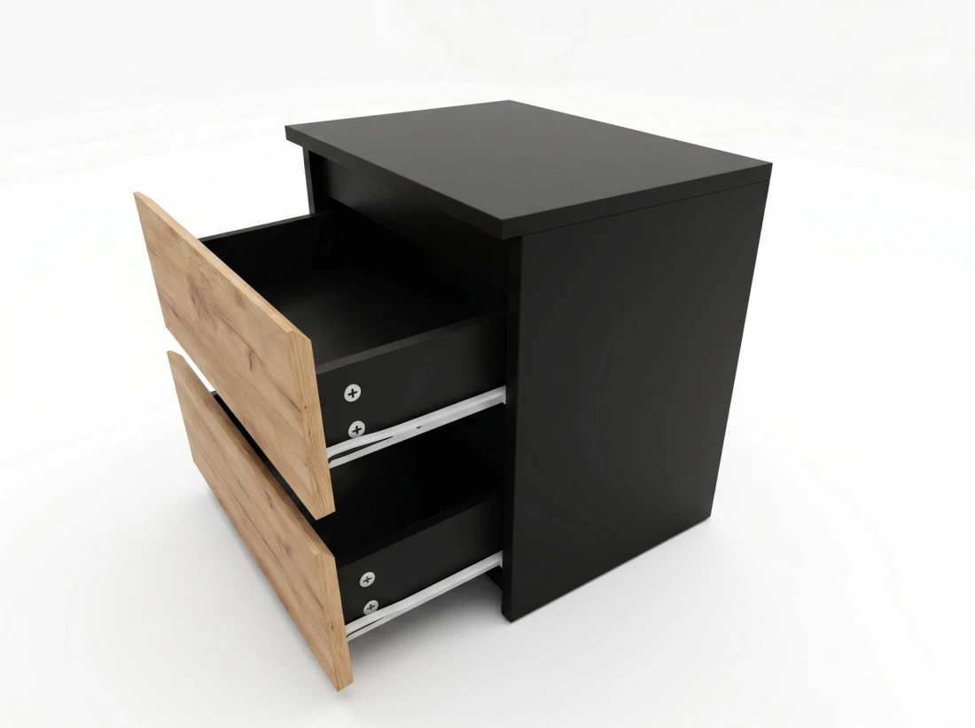 Szafka nocna 2S 40x40 cm Fabio Czarna + Craft