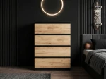 Komoda z płyty meblowej 4S 70x100 cm Fabio Czarna + Craft 