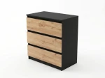 Komoda z płyty meblowej 3S 70x77 cm Fabio Czarna + Craft
