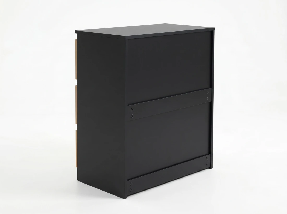 Komoda z płyty meblowej 3S 70x77 cm Fabio Czarna + Craft