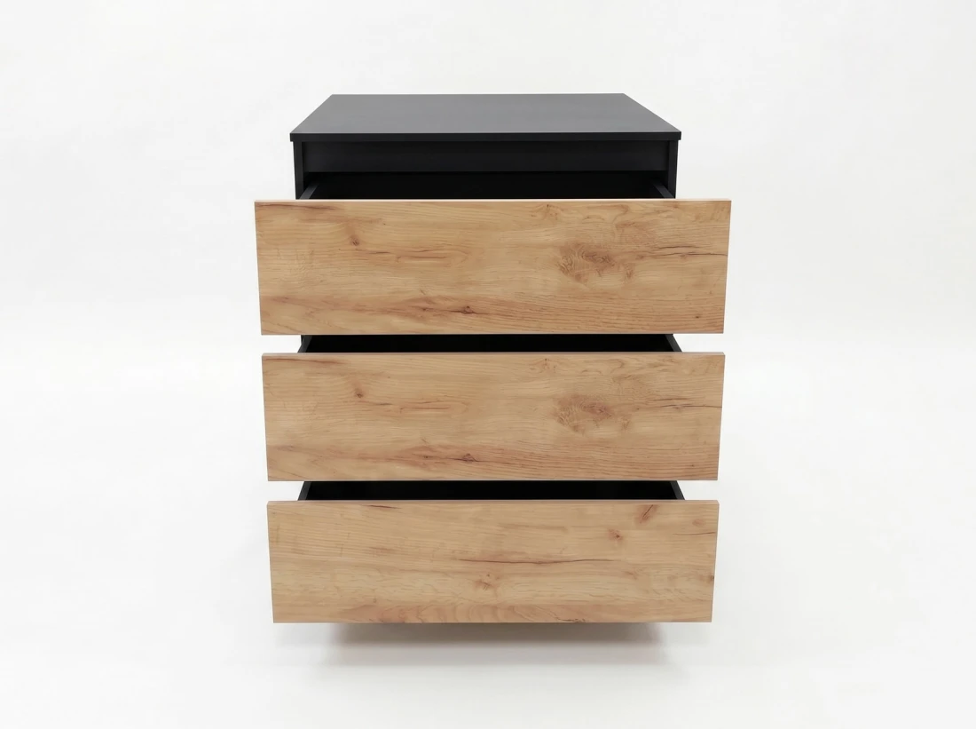 Komoda z płyty meblowej 3S 70x77 cm Fabio Czarna + Craft