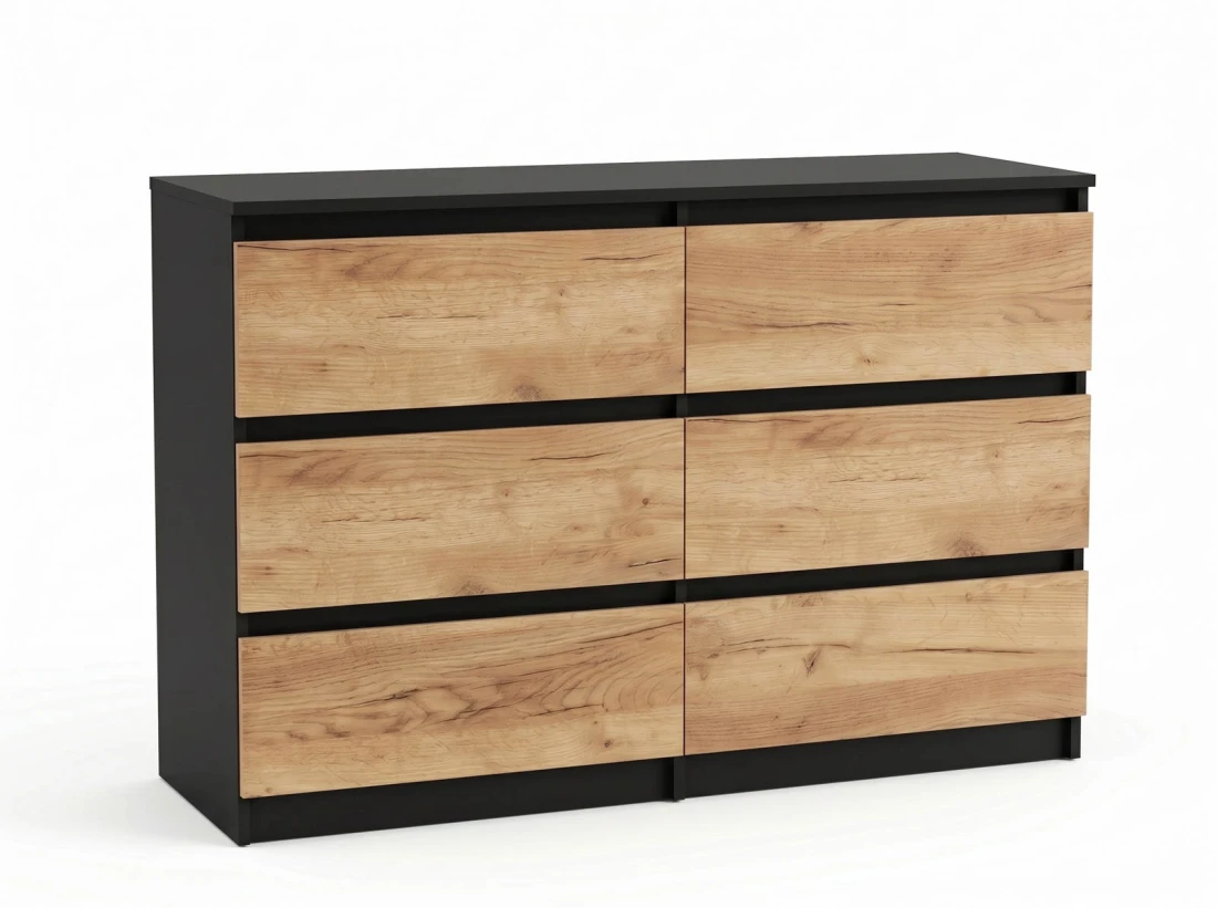 Komoda z płyty meblowej 6S 120x77 cm Fabio Czarna + Craft