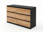 Komoda z płyty meblowej 6S 120x77 cm Fabio Czarna + Craft