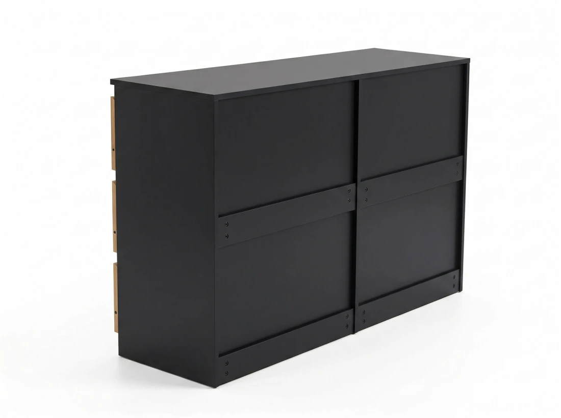 Komoda z płyty meblowej 6S 120x77 cm Fabio Czarna + Craft