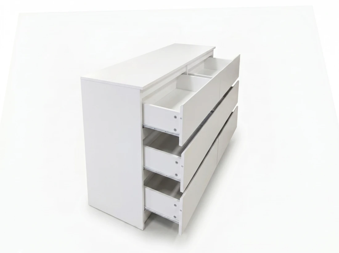 Komoda z płyty meblowej 6S 120x77 cm Fabio Biała